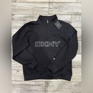 DKNY Men's Black Zip-Up Sweater vintage Sz L NWT